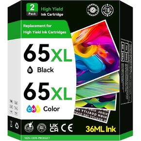 65XL Ink Cartridges Combo Pack Replacement for HP Ink 65 Black Color Compatible for DeskJet 3755 2655 3752 3720 3722 3723 3758 2652 2622 2624 5052 Envy 5055 5058 5052 Inkjet Printer, Print, Scan, Copy