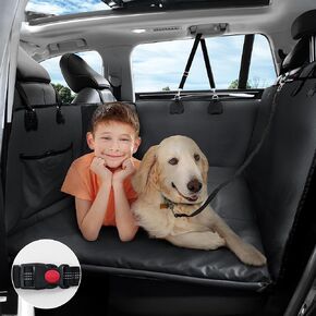 Rengue Back Seat Extender for Dogs for Trucks Full Size SUV, 2024 Upgraded Tech Fabric Material Waterproof Anti-Scratch Dog Car Seat Cover for F150, RAM1500 (Grey, M-52 * 25inch)