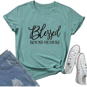 LOOKFACE Women Blessed Beyong Measure Gprahic Funny Cute T Shirts(Gift Ideas)