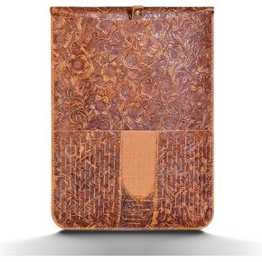 13 Inch Genuine Leather Laptop Sleeve for MacBook Air M3 2024 M2 2022 M1 2020,Premium Leather Laptop Case for MacBook Pro M2 2022 M1 2020-2016 Notebook Notebook Computer Cover,Flower Brown