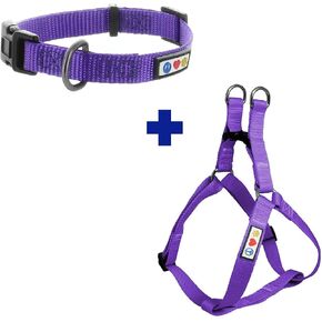 Pawtitas Value Bundle Set | Small Dog Harness + Small Dog Collar – Purple Set