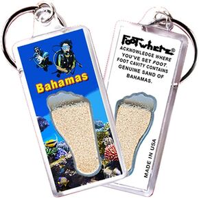 Footwhere Bahamas التذكارية سلسلة المفاتيح. صنع في الولايات المتحدة