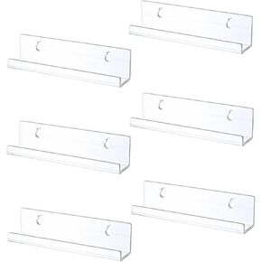 6 Pack Vinyl Record Shelf, Acrylic Wall Mount Display Holder, Invisible Album Record Storage Hanger Shelf for Albums, CDs, Books (6 Pack)
