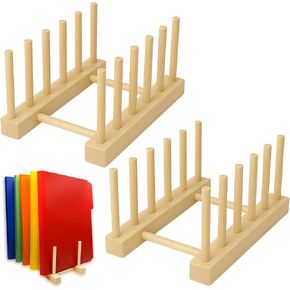Desk File Organizer 5-Section Vertical File Folder Holder Stand Wooden File Folder Organizer Rack for Office Home Classroom Desktop Organization (2Pack)