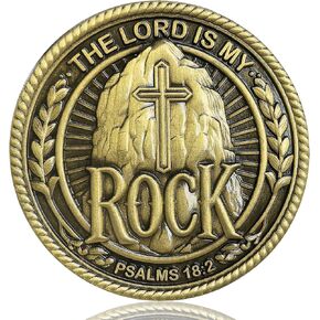 الرب هو الروك المسيحي Christian Coin Bible Bible Token