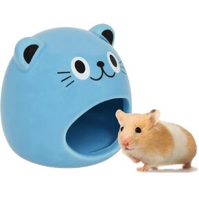 Gkyzbb Hamster Hideout Ceramic ، منزل الهامستر الأزرق والموائل بارد سرير مثالي لجميع موسم الفئران Gerbil الفئران الذهبية