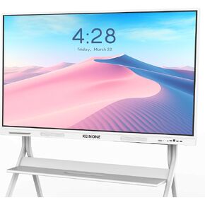 55 "4K 8+128 GB SMART SMART SMART FOR CLASSHORM و 55" -65 "من الحامل المحمول مع أربع عجلات قابلة للقفل للفصول الدراسية لمدرسة المكاتب المنزلية (أبيض)
