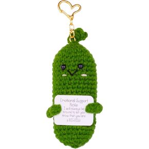 مضحكة إيجابية الكروشيه خيار مفاتيح المفتاح الدعم العاطفي اليدوي هدية سلسلة مفاتيح Cucumber من الصوف الصوف لسحر الحقيبة (K1)