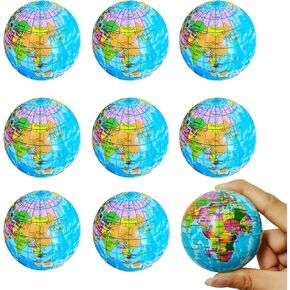 8pcs Globe Squale Squeeze Calls Mini Globe Lall World Earth Learth Calls Foam Jets for School أو Office أو المكافآت أو الحفلات أو الهدايا (2.5 بوصة)