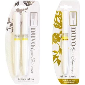 Tonic Studios Nuvo Aqua Flow Shimmer Brush Bundle - Glitter Gloss and Midas Touch - 2 عناصر
