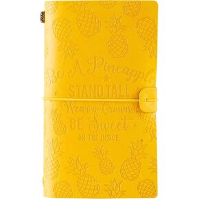 Pineapple Gifts with Pineapple Pattern for Pineapple Lovers, Stand Tall Wear a Crown and Always Be Sweet, 7.8"x5" Leather Embossed Refillable Notebook, Pineapple Gifts for Christmas & Birthday