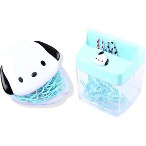 San -Rio Paper Clips Organizer & Color Paper Clip Set - 50pcs Clip Clip Set & Storage - منظم المقصورة المزدوج - الأختام الخفيفة وأكياس الطعام - مقاطع قابلة لإعادة الاستخدام للنضارة (Pocahco -Dog)