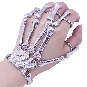 Cathercing Halloween Horror Hand Finger Bone Punk Bracelet for Women Men Kids Chic Unique Jewelry Accessories Prom Party (black)