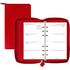 منظم Filofax Saffiano Zip ، حجم مدمج شخصي ، الخشخاش-الحبوب ، النظرة الجلدية ، ست حلقات ، مذكرات تقويم أسبوعية ، متعددة اللغات ، 2025 (C022534-25)
