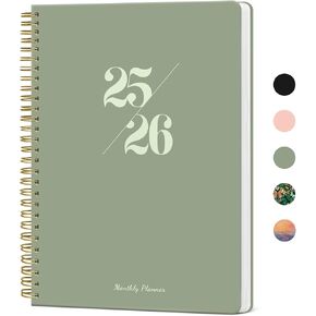 Monthly Planner 2025-2026, 18 Months Planner Calendar 2025-2026, January 2025 - June 2026, 7" x 10", 25-26 Monthly Calendar, Perfect for School Office Home Planning-Green