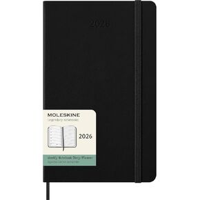Moleskine Classic 12 شهر 2026 مخطط أسبوعي ، غطاء صلب ، كبير (5 "× 8.25") ، أسود ، 144 صفحة