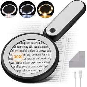 MoKo Magnifying Glass for Reading, Rechargeable 4X Full Page Book Magnifier, Magnifying Glass with Light 3 Modes, Folding Handheld Reading Magnifiers for Seniors Elderly Low Visions,Black in Saudi Arabia