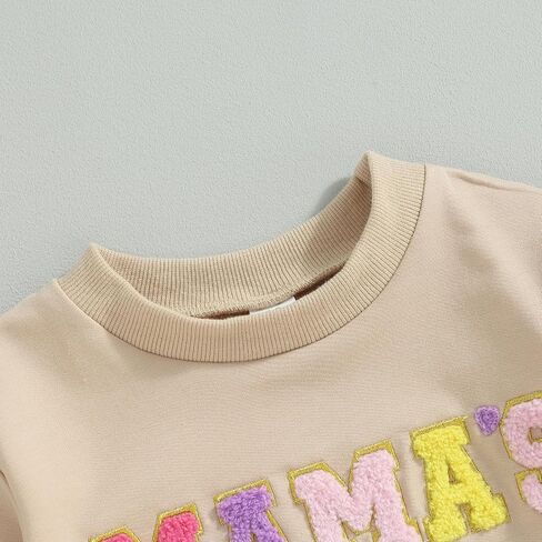 Multitrust Toddler Baby Girl Clothes Embroidery Mama's Girl Sweatshirt Romper Oversized Bodysuit Onesie Baby Girls Outfit in Kuwait