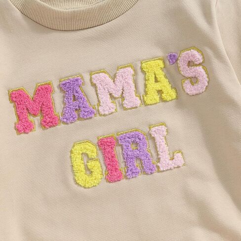 Multitrust Toddler Baby Girl Clothes Embroidery Mama's Girl Sweatshirt Romper Oversized Bodysuit Onesie Baby Girls Outfit in Kuwait