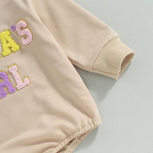 Multitrust Toddler Baby Girl Clothes Embroidery Mama's Girl Sweatshirt Romper Oversized Bodysuit Onesie Baby Girls Outfit in Kuwait
