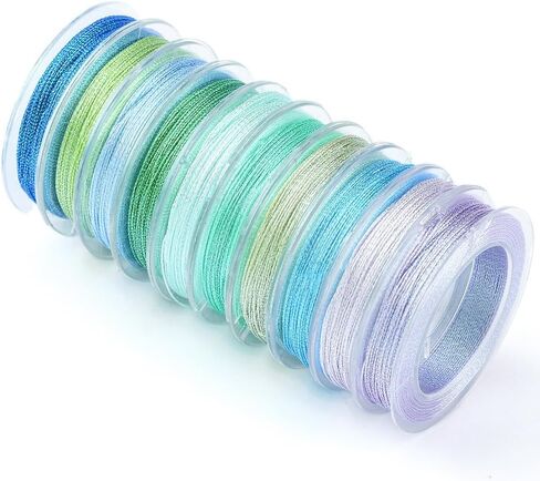 10 لفات 240 ياردة 0.3 ملم 3ply الأرجواني الحبل المعدني حبل الحبل Shimmer عيد الميلاد الملونة التطريز بوليستر بريق سلسلة كبيرة لصنع المجوهر in Kuwait