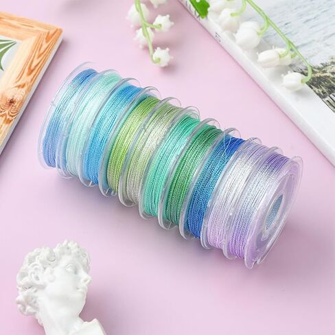 10 لفات 240 ياردة 0.3 ملم 3ply الأرجواني الحبل المعدني حبل الحبل Shimmer عيد الميلاد الملونة التطريز بوليستر بريق سلسلة كبيرة لصنع المجوهر in Kuwait