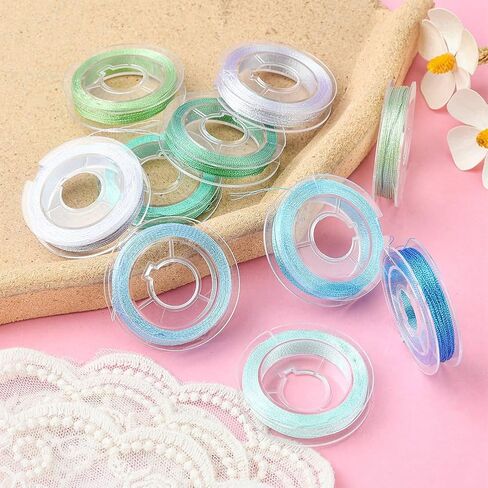 10 لفات 240 ياردة 0.3 ملم 3ply الأرجواني الحبل المعدني حبل الحبل Shimmer عيد الميلاد الملونة التطريز بوليستر بريق سلسلة كبيرة لصنع المجوهر in Kuwait