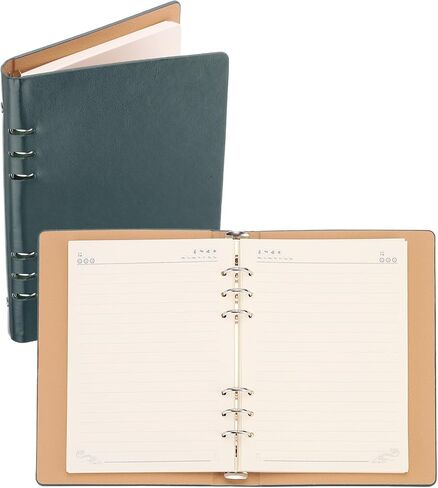 PATIKIL 6 Ring Binder Cover, A5 Leather Notebook Binder Mini Refillable Loose Leaf Personal Planner with 80 Sheets Paper, Black in Saudi Arabia