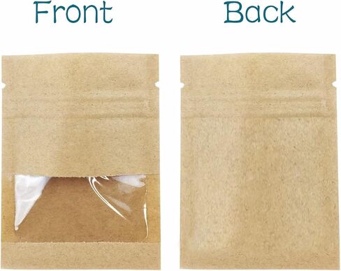 100 Packclear Window Packtight محكمة الإغلاق ورقة كرافت بني لضغط الغذاء قفل قفل صغير صغير من الأكياس المصنوعة من الختم القابلة للاسترداد سستة القهوة تعبئة القهوة الأكياس للأعمال التجارية الصغيرة 2.75x3.5 " in Kuwait