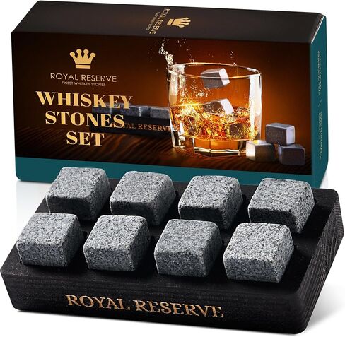 Whiskey Stones Gift Set by Royal Reserve – Artisan Crafted Reusable Chilling Rocks for Scotch Bourbon – Christmas Modern Stocking Stuffer for Men Husband Dad Boyfriend Guy in Saudi Arabia