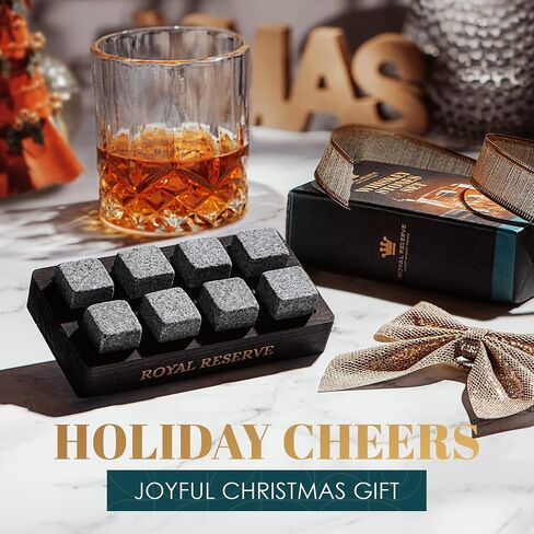 Whiskey Stones Gift Set by Royal Reserve – Artisan Crafted Reusable Chilling Rocks for Scotch Bourbon – Christmas Modern Stocking Stuffer for Men Husband Dad Boyfriend Guy in Saudi Arabia