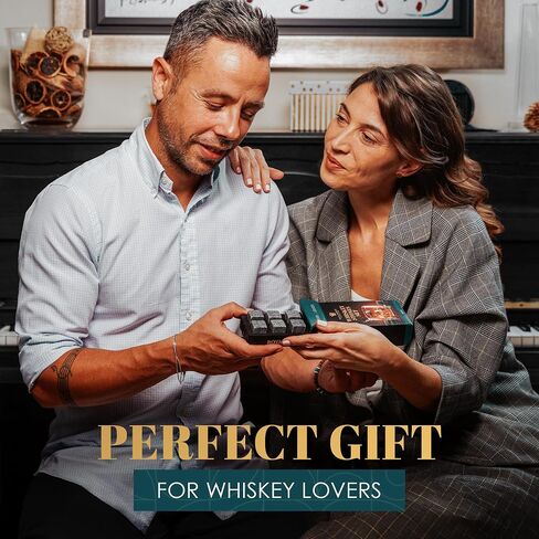 Whiskey Stones Gift Set by Royal Reserve – Artisan Crafted Reusable Chilling Rocks for Scotch Bourbon – Christmas Modern Stocking Stuffer for Men Husband Dad Boyfriend Guy in Saudi Arabia
