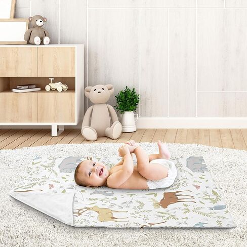 بطانية سويت جوجو ديزاينز وودلاند ارو وودسي رمادية اللون للأطفال الرضع الذي يحصل على قميط أمان لحديثي الولادة أو الأطفال حديثي المشي عربة أطفال ناعمة باللون الأزرق الداكن والنعناع والرمادي in Kuwait