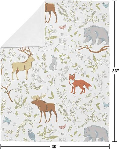 بطانية سويت جوجو ديزاينز وودلاند ارو وودسي رمادية اللون للأطفال الرضع الذي يحصل على قميط أمان لحديثي الولادة أو الأطفال حديثي المشي عربة أطفال ناعمة باللون الأزرق الداكن والنعناع والرمادي in Kuwait