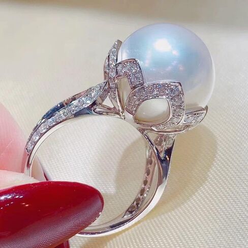 925 Sterling Silver Shining Pearl Cubic Zirconia Rings Diamond Rings for Women Jewelry Findings Earring Backs Findings (US Code 10) in Kuwait