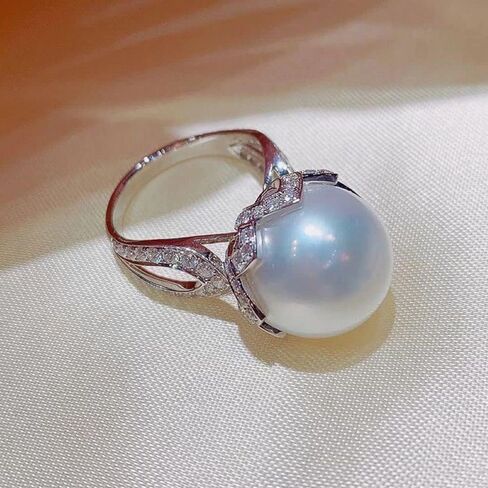 925 Sterling Silver Shining Pearl Cubic Zirconia Rings Diamond Rings for Women Jewelry Findings Earring Backs Findings (US Code 10) in Kuwait