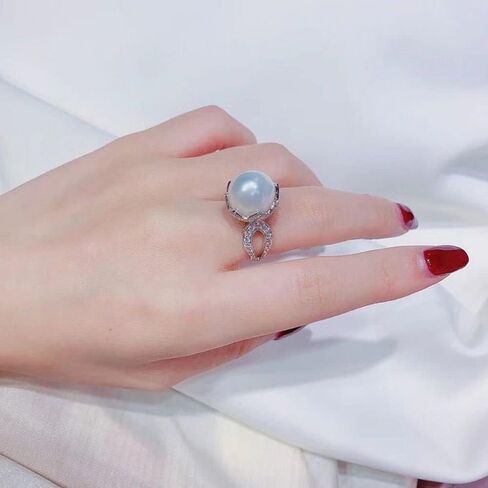 925 Sterling Silver Shining Pearl Cubic Zirconia Rings Diamond Rings for Women Jewelry Findings Earring Backs Findings (US Code 10) in Kuwait