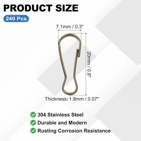 خطافات Patikil Lanyard ، 240 PCS 20mm من الفولاذ المقاوم للصدأ 304 SPRING SNAP HOOK CLIPS CLASP للاشتراط in Kuwait