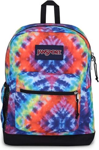 JanSport Cross Town Plus Backpack - Large Main Compartment, Side Water Bottle Pocket, 15-Inch Padded Laptop Sleeve - Red/Multi Hippie Days in Kuwait