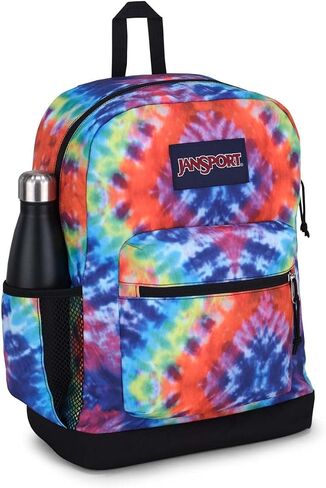 JanSport Cross Town Plus Backpack - Large Main Compartment, Side Water Bottle Pocket, 15-Inch Padded Laptop Sleeve - Red/Multi Hippie Days in Kuwait