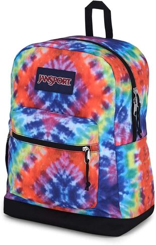 JanSport Cross Town Plus Backpack - Large Main Compartment, Side Water Bottle Pocket, 15-Inch Padded Laptop Sleeve - Red/Multi Hippie Days in Kuwait