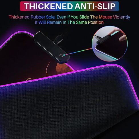 XL Led Gaming Mouse Pad with 14 Light Modes - Light Up Gamer Mouse Pad,31.5 x 11.8in Non-Slip Gamepad Style RGB Large Gamer Mousepad,Black Long Glowing Gaming Accessories for Desk,Waterproof in Kuwait