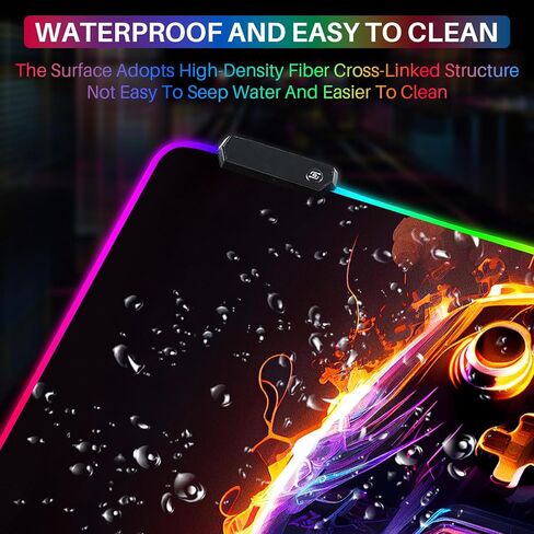 XL Led Gaming Mouse Pad with 14 Light Modes - Light Up Gamer Mouse Pad,31.5 x 11.8in Non-Slip Gamepad Style RGB Large Gamer Mousepad,Black Long Glowing Gaming Accessories for Desk,Waterproof in Kuwait