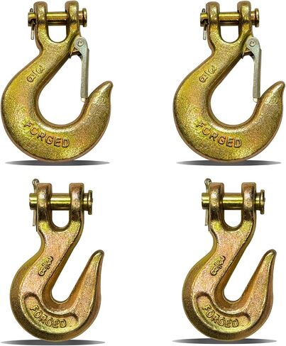 HENBOW 3/8" Clevis Slip Hooks,Trailer Chain Hooks with Safety Latch,7100LBS Work Load Limited Capacity,Yellow Zinc G70 Alloy Forged Steel Tow Grab Hook Heavy Duty for Trailer Truck Transport(4 Pack) in Saudi Arabia