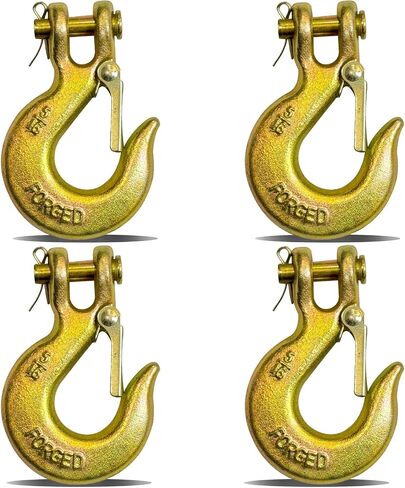 HENBOW 3/8" Clevis Slip Hooks,Trailer Chain Hooks with Safety Latch,7100LBS Work Load Limited Capacity,Yellow Zinc G70 Alloy Forged Steel Tow Grab Hook Heavy Duty for Trailer Truck Transport(4 Pack) in Saudi Arabia