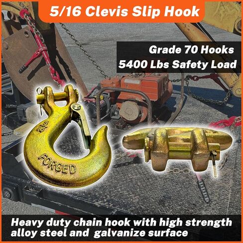 HENBOW 3/8" Clevis Slip Hooks,Trailer Chain Hooks with Safety Latch,7100LBS Work Load Limited Capacity,Yellow Zinc G70 Alloy Forged Steel Tow Grab Hook Heavy Duty for Trailer Truck Transport(4 Pack) in Saudi Arabia