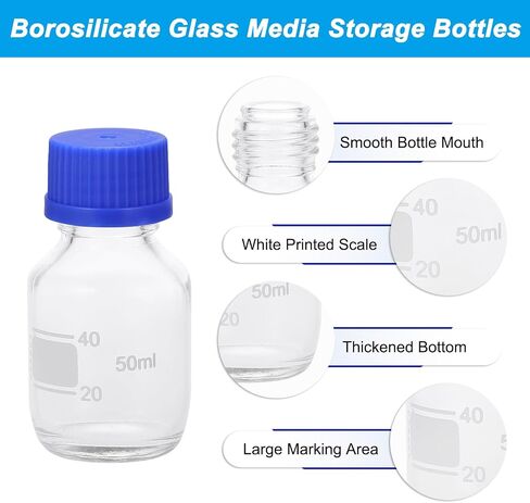 PATIKIL 2 Pack Reagent Media Storage Bottles, 500ml Borosilicate Glass Graduated Round Bottles with Orange GL32 Screw Cap and 24 Pcs Labels for Lab Water Reagent Liquids, Clear in Saudi Arabia