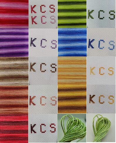 KCS 9 skeins 6-Strand Cross Stitch Variegated Cotton Embroidery Floss + 1 Skein Pearl Shiny Metallic Thread (A) in Kuwait