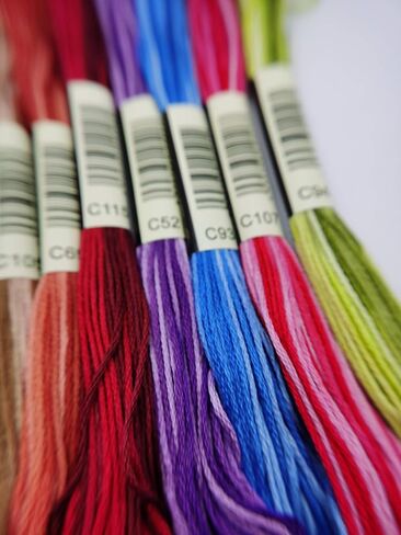 KCS 9 skeins 6-Strand Cross Stitch Variegated Cotton Embroidery Floss + 1 Skein Pearl Shiny Metallic Thread (A) in Kuwait
