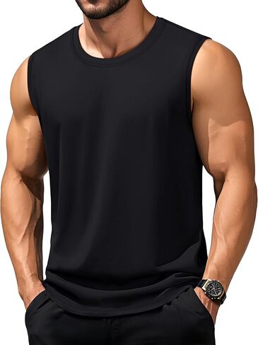 TACVASEN Tank Tops Men Sleeveless Shirts Cotton Workout Gym Athletic Muscle Casual Undershirts Summer Tank Tops Men in Kuwait